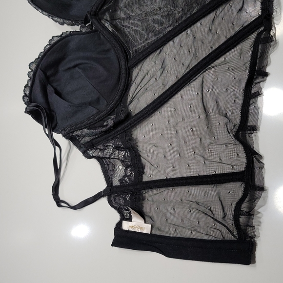 Silk & Satin Push Up Bra Bustier, Size Large - Picture 11 of 13